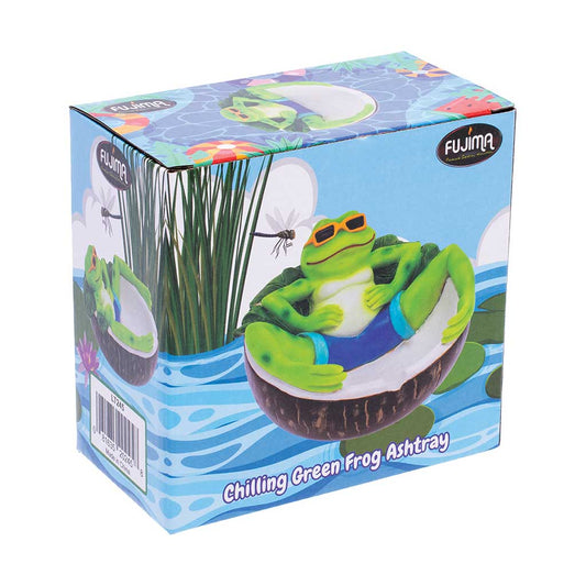 CHILLING GREEN FROG ASHTRAY