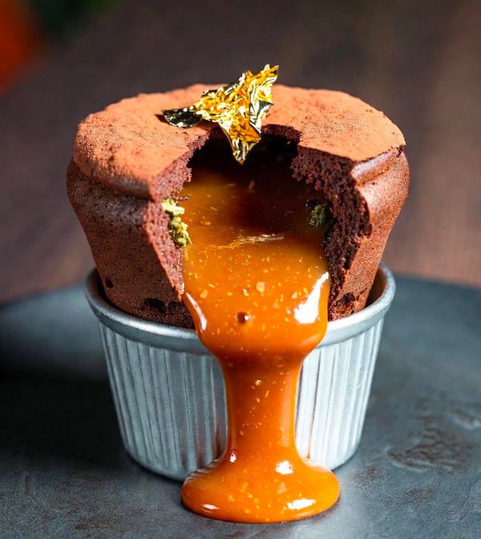72-Hour Dark-Chocolate & Tonka Bean Soufflé with Warm Liquid Cannabis