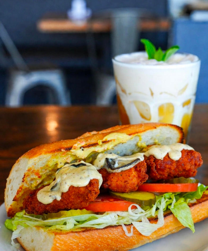 Oyster Po’ Boy with Infused Cajun Remoulade, Crystal Hot Sauce Butter, and Ice-Cold Abita Root Beer Float
