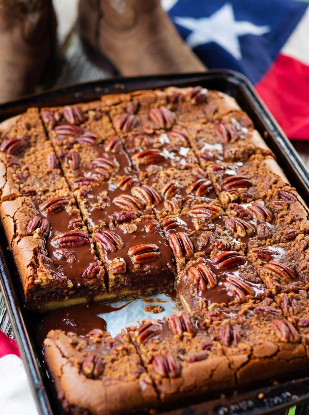 Texas Sheet-Cake Fudge with THC-Infused Brown-Butter Pecan Praline Crunch (75 mg per square)