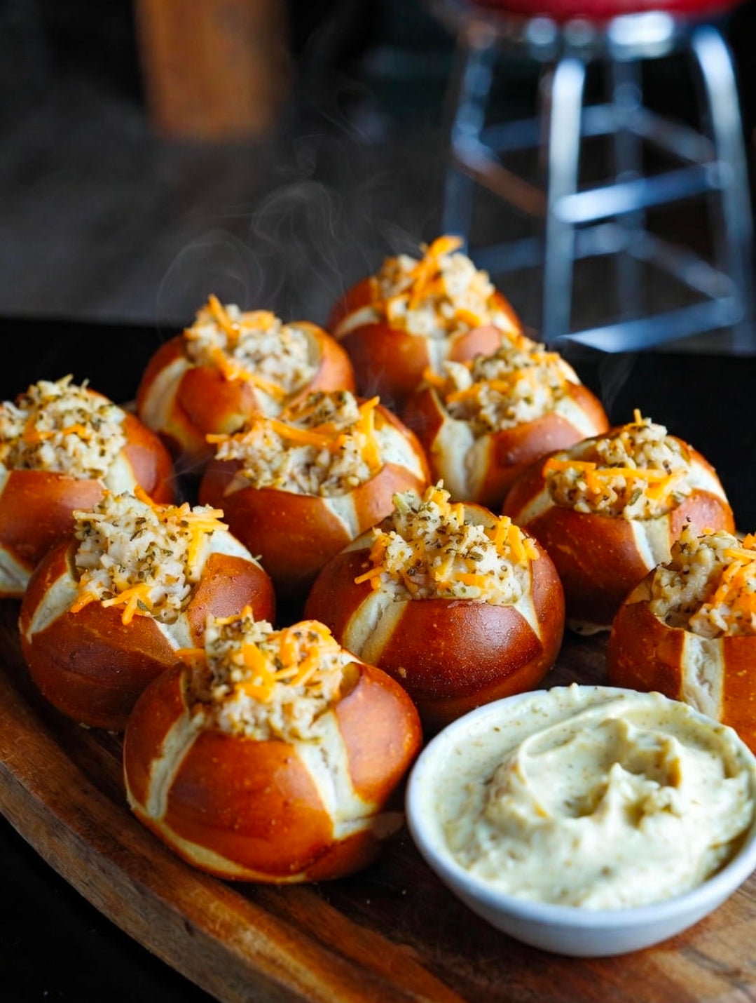 Baltimore Crab Pretzel Bombs with Old Bay THC-Butter Dip (50 mg each)
