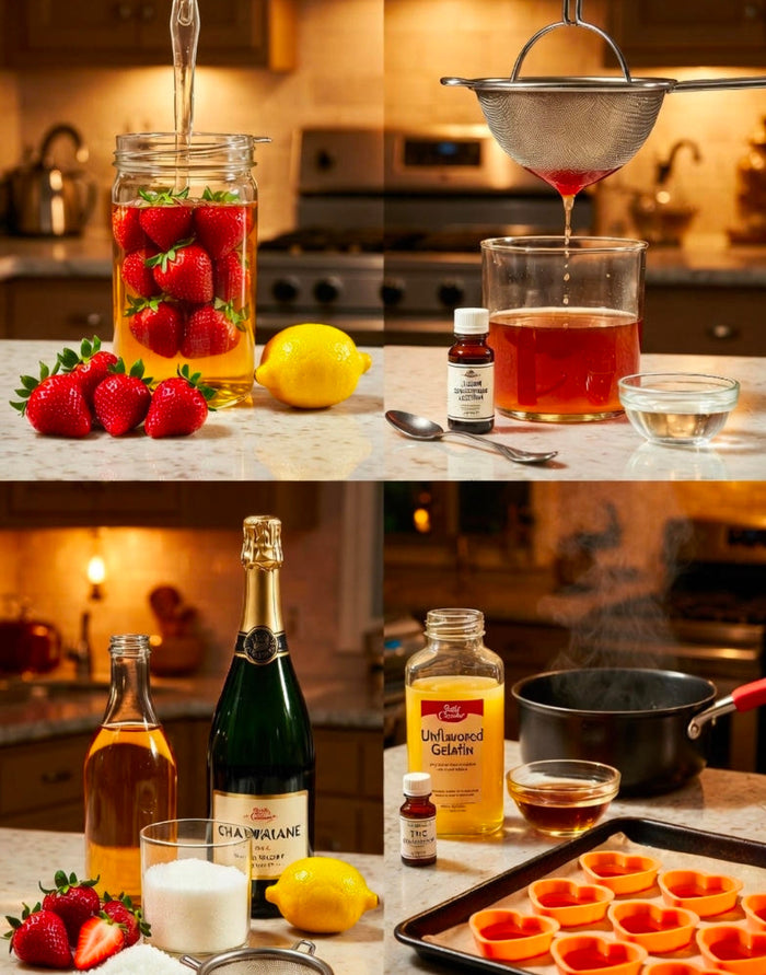 Champagne-Infused Strawberry THC Hearts