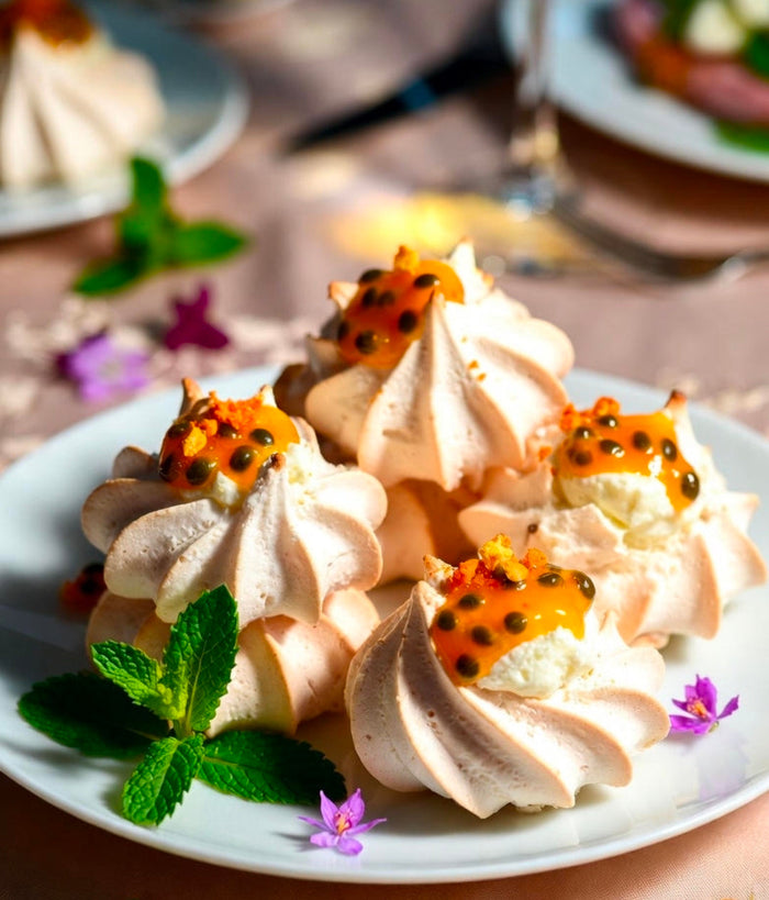 Passion Fruit Pavlova THC Meringues