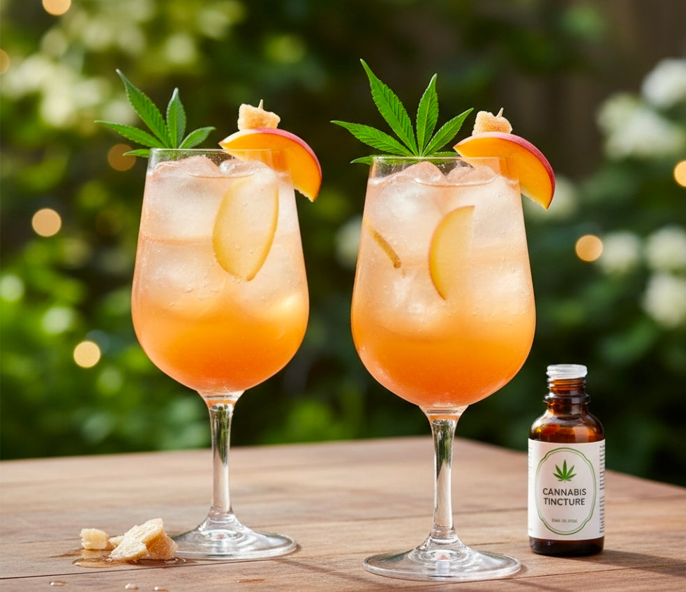 CANNABIS-INFUSED PEACH GINGER SPRITZ MOCKTAIL