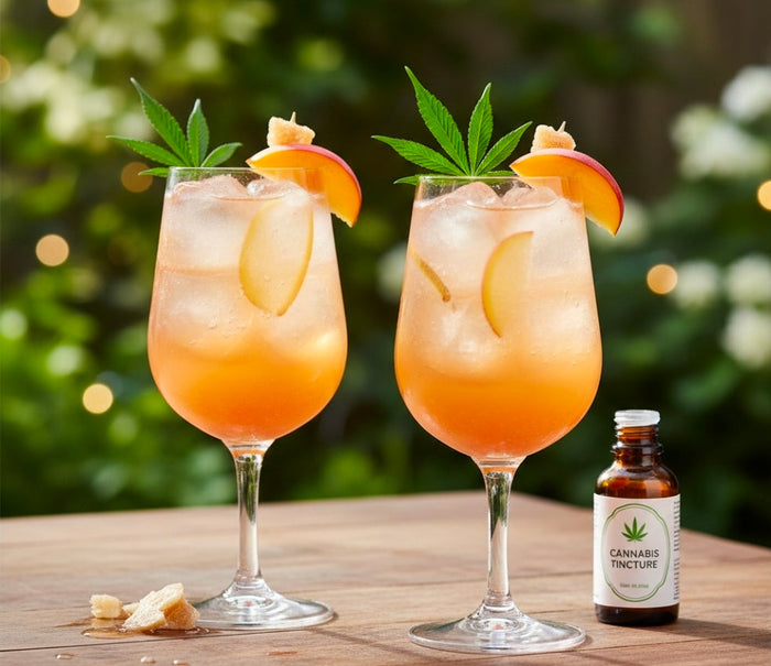 CANNABIS-INFUSED PEACH GINGER SPRITZ MOCKTAIL