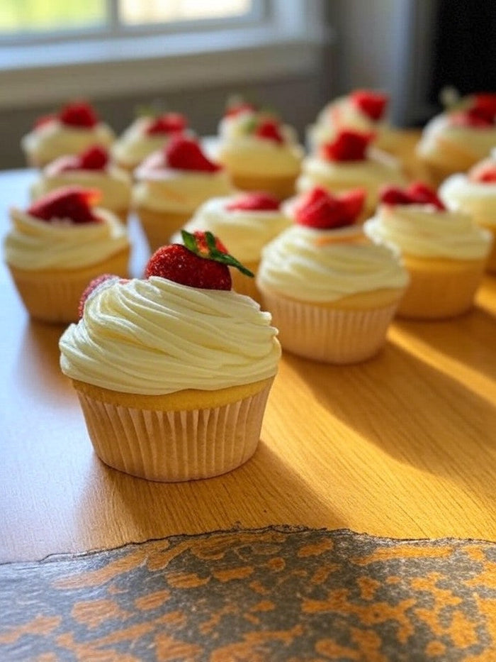 White Chocolate Strawberry Canna-Cupcakes