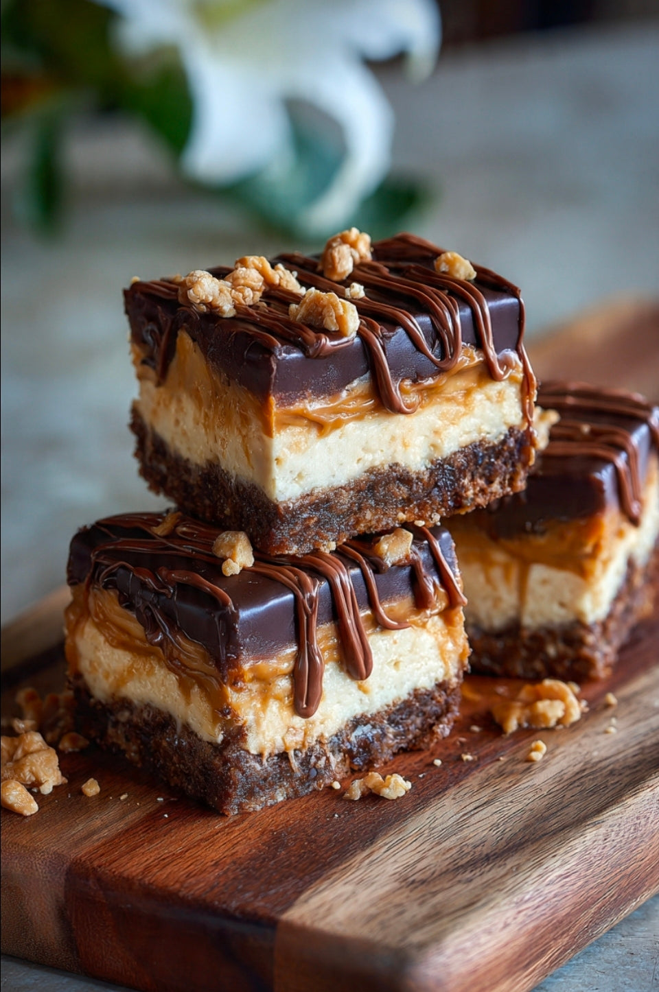 Chocolate Peanut Butter Canna-Cheesecake Bars