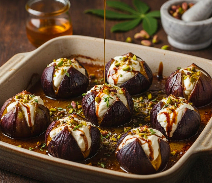 CANNA-ROASTED FIGS WITH HONEY AND MASCARPONE