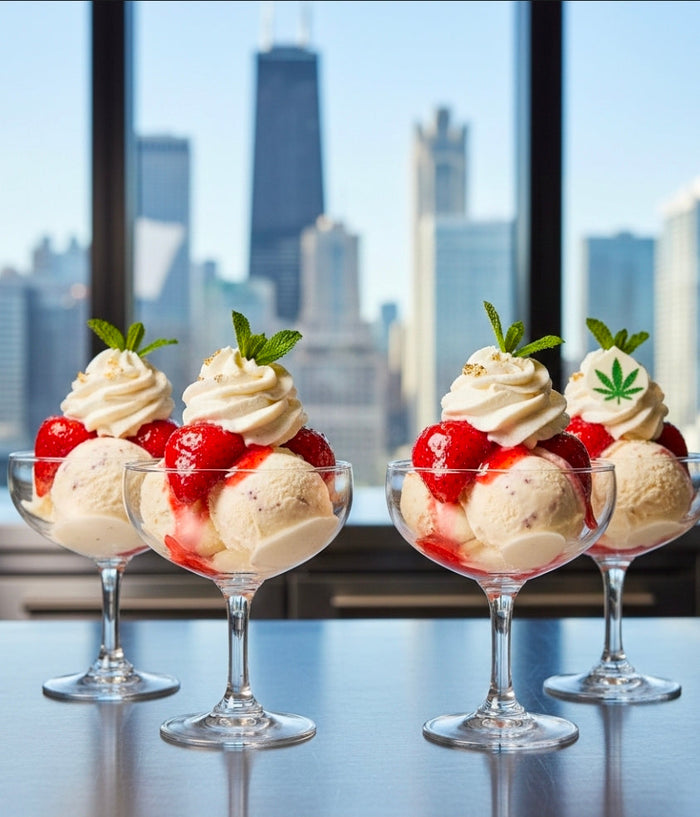 CHAMPAGNE-POACHED STRAWBERRY CANNA-SUNDAES