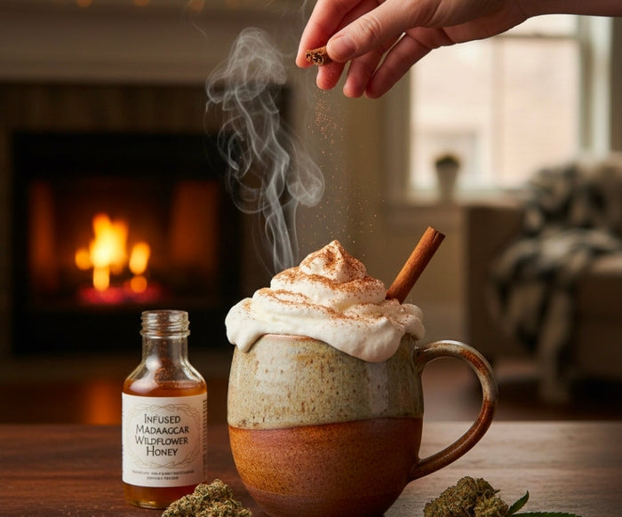 Canna-Honey Cinnamon Hot Chocolate with Whipped Cream