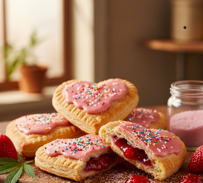 Heart-Shaped Canna-Pop Tarts with Strawberry Filling