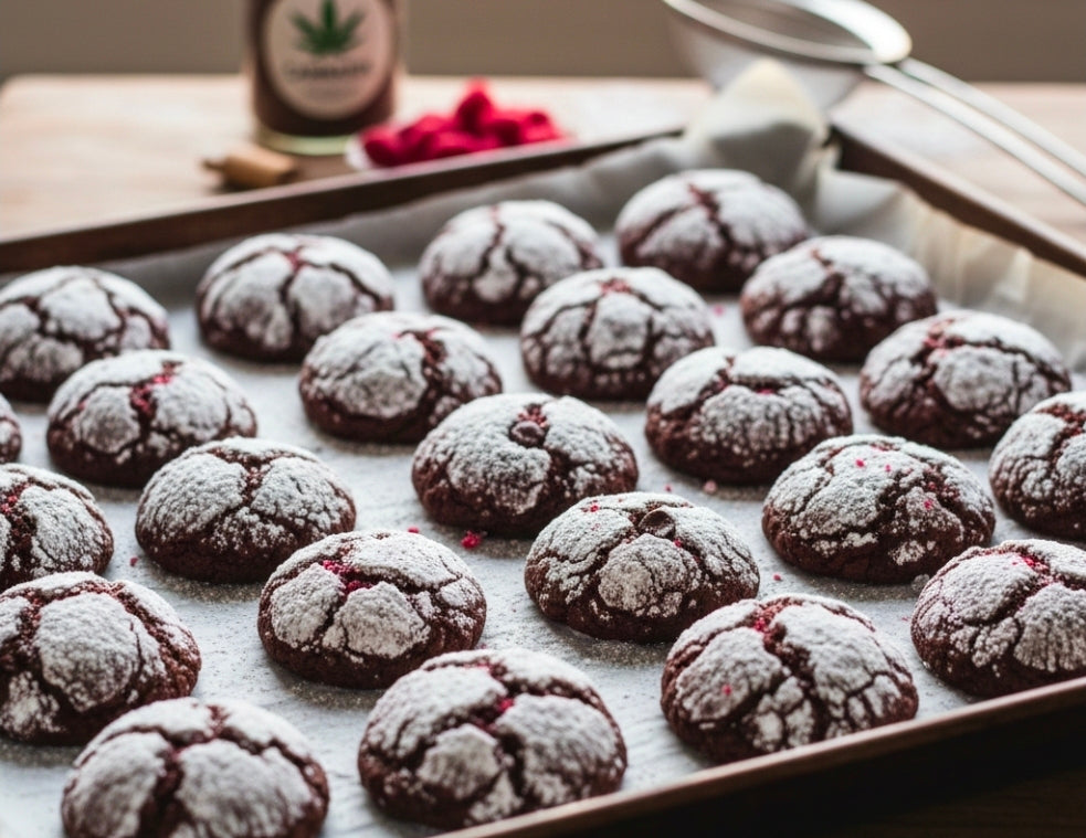 CHOCOLATE RASPBERRY CRINKLE CANNA-COOKIES