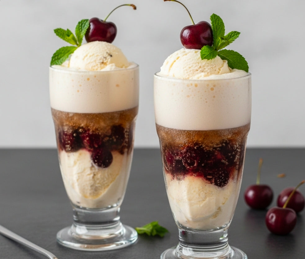 Dark Cherry Vanilla Canna-Cream Soda Floats