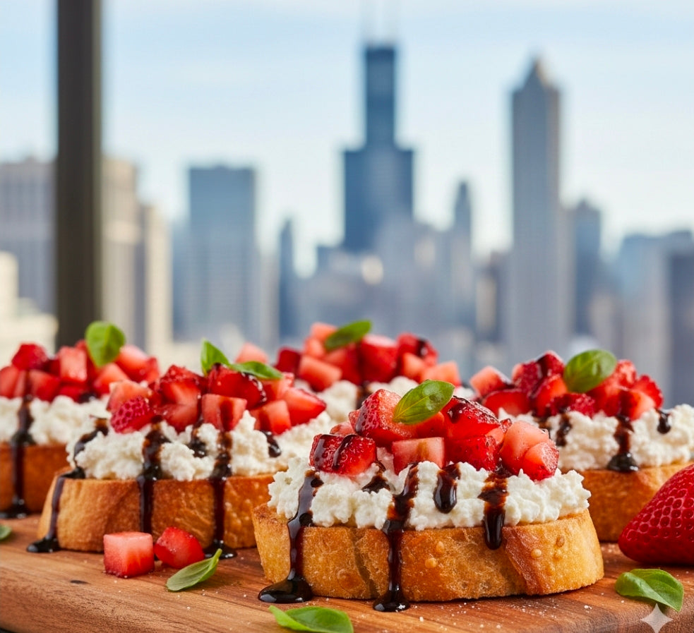 Strawberry Balsamic Canna-Crostini with Whipped Goat Cheese