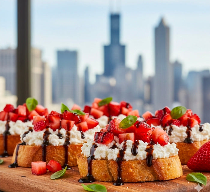 Strawberry Balsamic Canna-Crostini with Whipped Goat Cheese