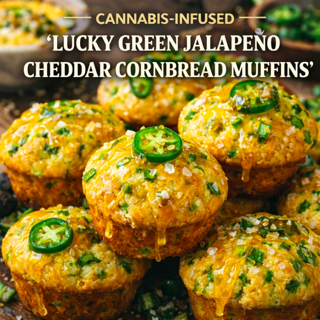 Cannabis-Infused “Lucky Green Jalapeño Cheddar Cornbread Muffins