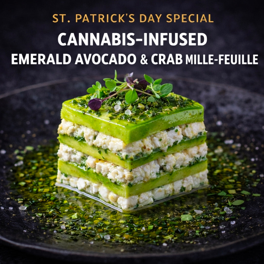 Cannabis-Infused “Emerald Avocado & Crab Mille-Feuille”