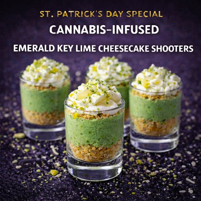 Cannabis-Infused Emerald Key Lime Cheesecake Shooters