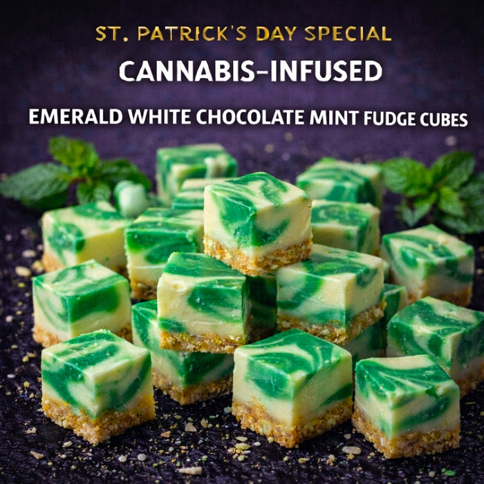 Cannabis-Infused Emerald White Chocolate Mint Fudge Cubes