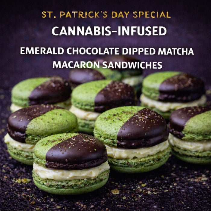 Emerald Chocolate Dipped Matcha Macaron Sandwiches