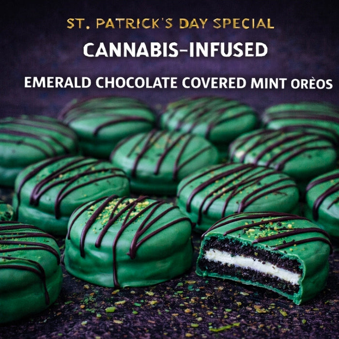 Cannabis-Infused Emerald Chocolate Covered Mint Oreos