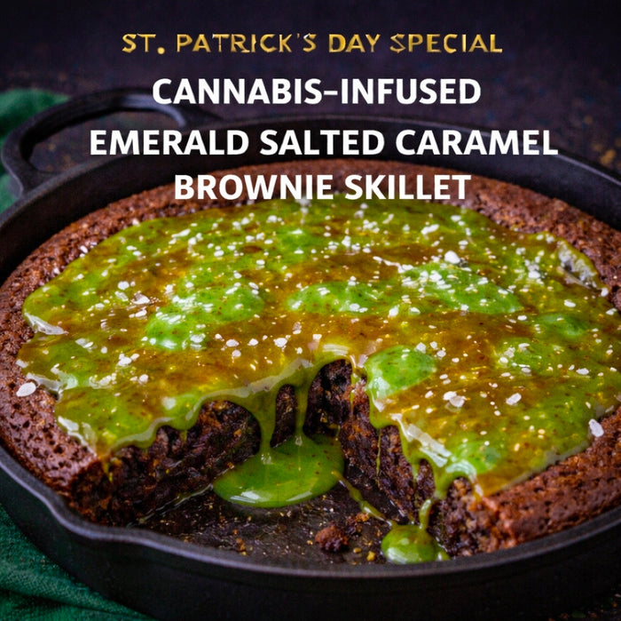Cannabis-Infused Emerald Salted Caramel Brownie Skillet