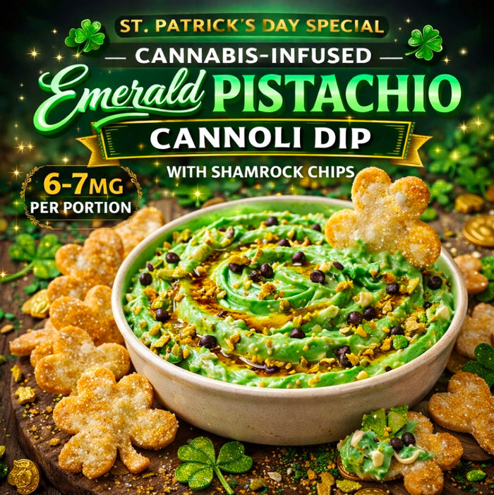 Cannabis-Infused Emerald Pistachio Cannoli Dip with Shamrock Chips