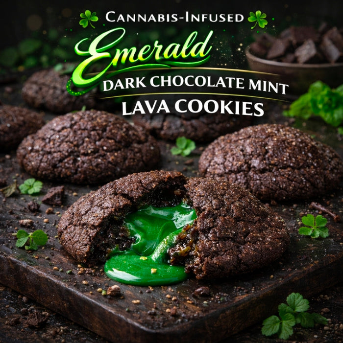 Cannabis-Infused Emerald Dark Chocolate Mint Lava Cookies