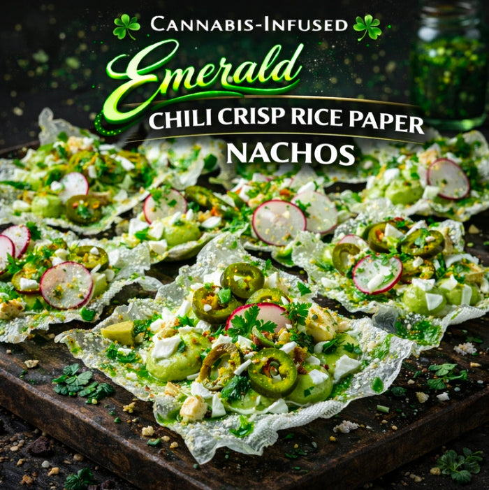 Cannabis-Infused Emerald Chili Crisp Rice Paper Nachos