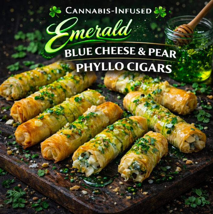 Cannabis-Infused Emerald Blue Cheese & Pear Phyllo Cigars