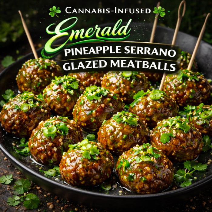 Cannabis-Infused Emerald Pineapple Serrano Glazed Meatballs