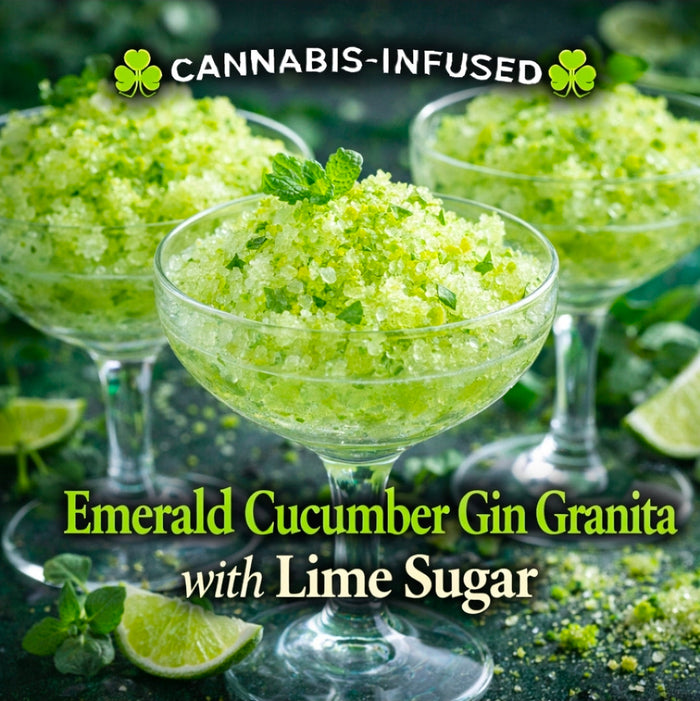 Cannabis-Infused “Emerald Cucumber Gin Granita with Lime Sugar”