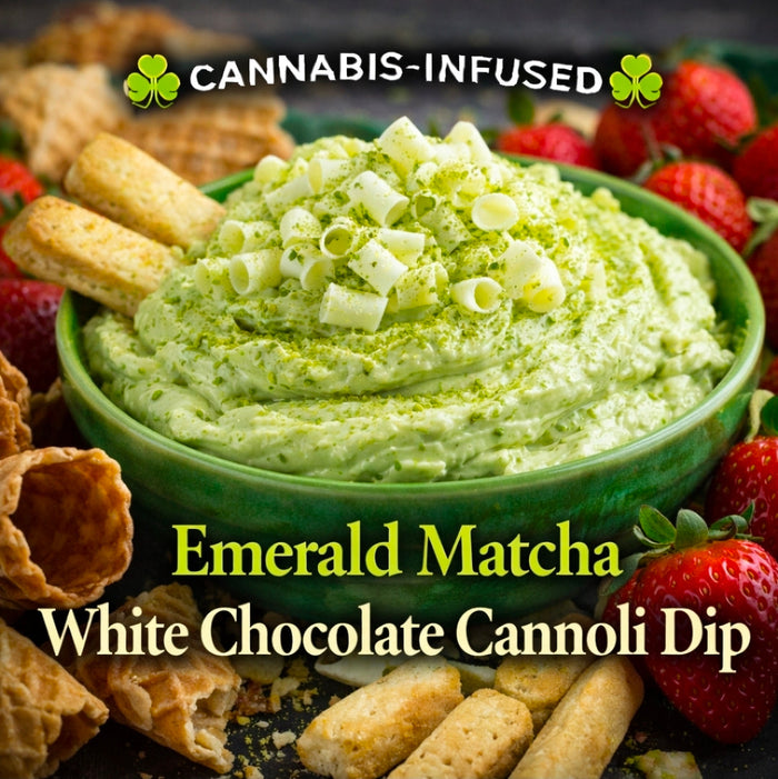 Cannabis-Infused “Emerald Matcha White Chocolate Cannoli Dip”
