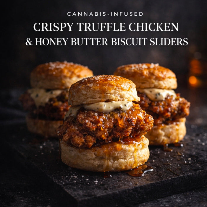 Cannabis-Infused Crispy Truffle Chicken & Honey Butter Biscuit Sliders