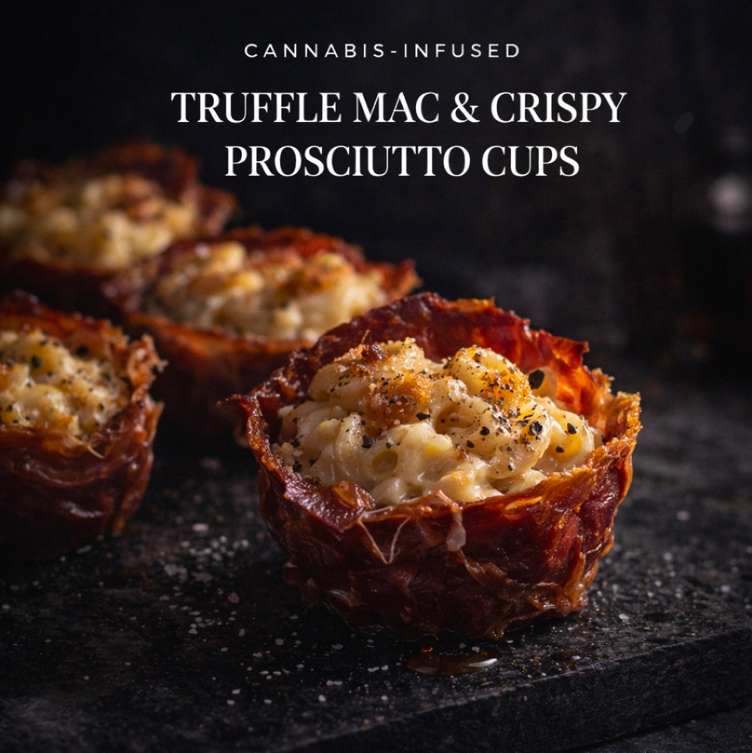 Cannabis-Infused Truffle Mac & Crispy Prosciutto Cups