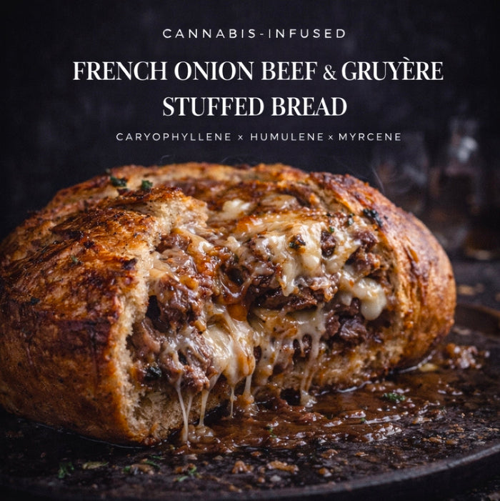 Cannabis-Infused French Onion Beef & Gruyère Stuffed Bread