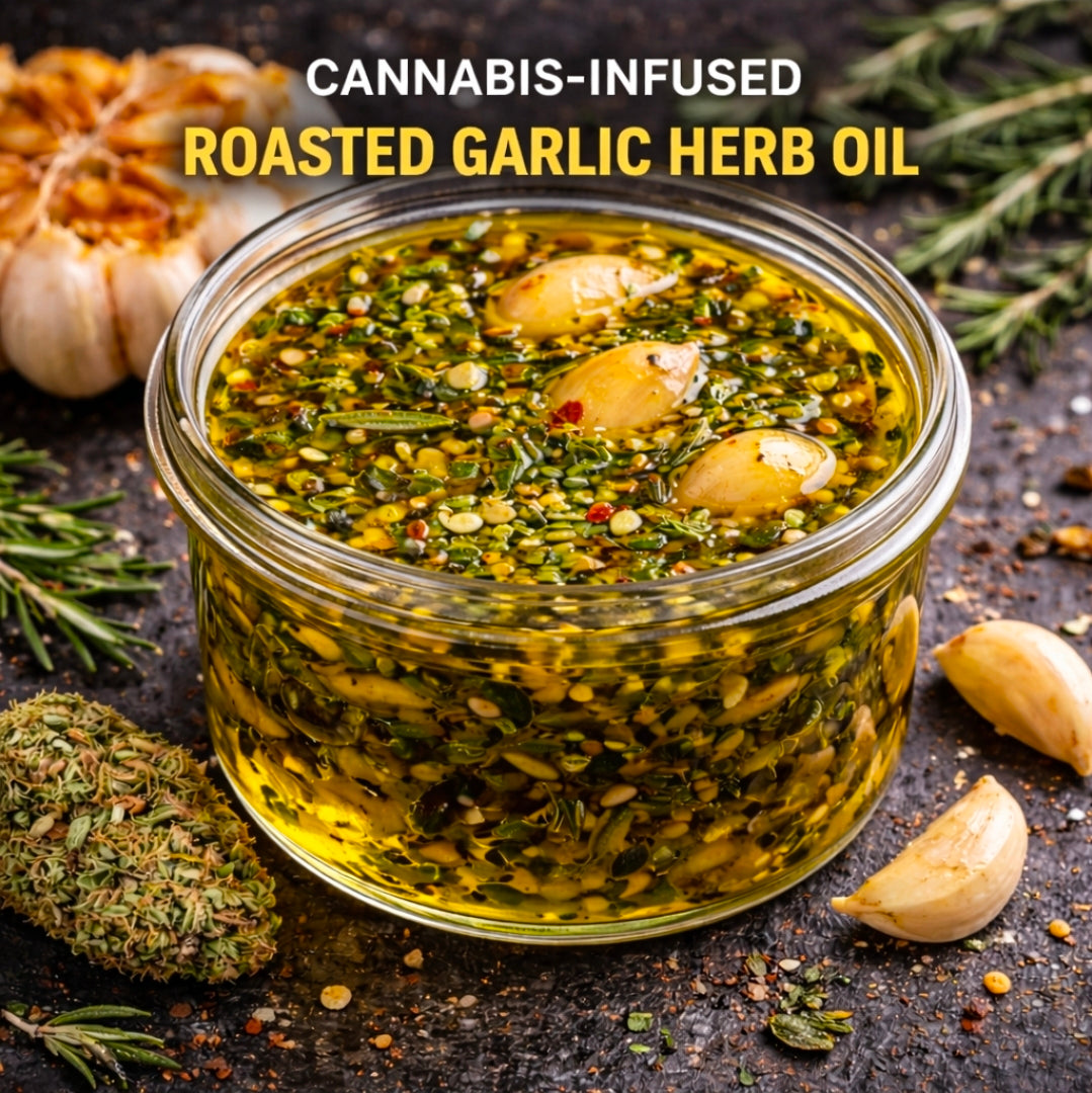 Cannabis-Infused Roasted Garlic Herb Oil