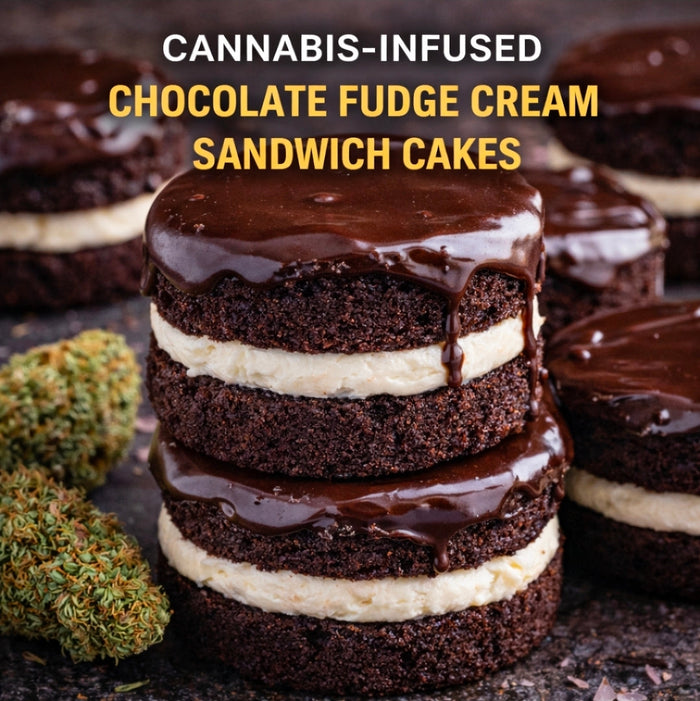 Cannabis-Infused Chocolate Fudge Cream Sandwich Cakes
