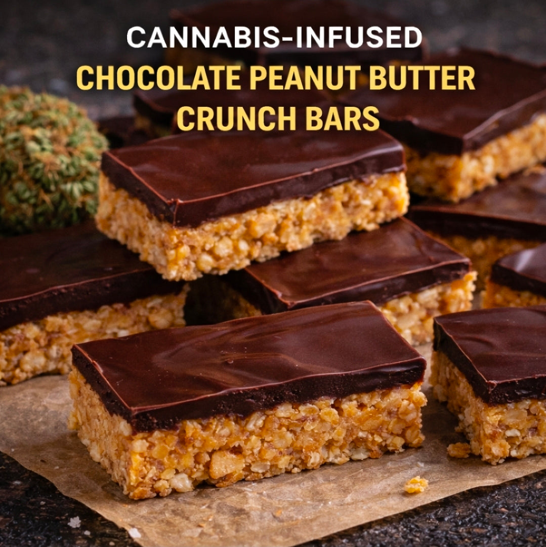Cannabis-Infused Chocolate Peanut Butter Crunch Bars