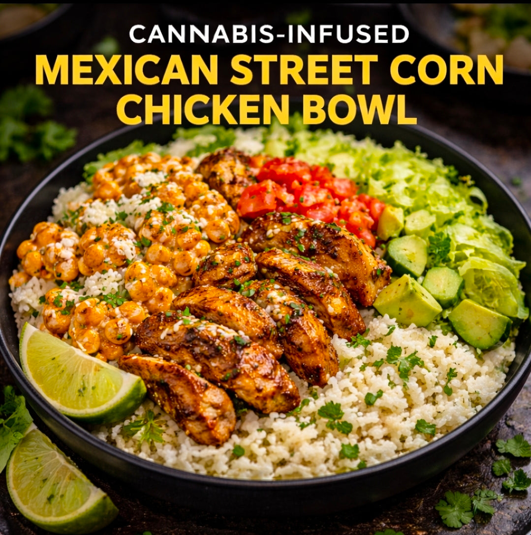 Cannabis-Infused Mexican Street Corn Chicken Bowl