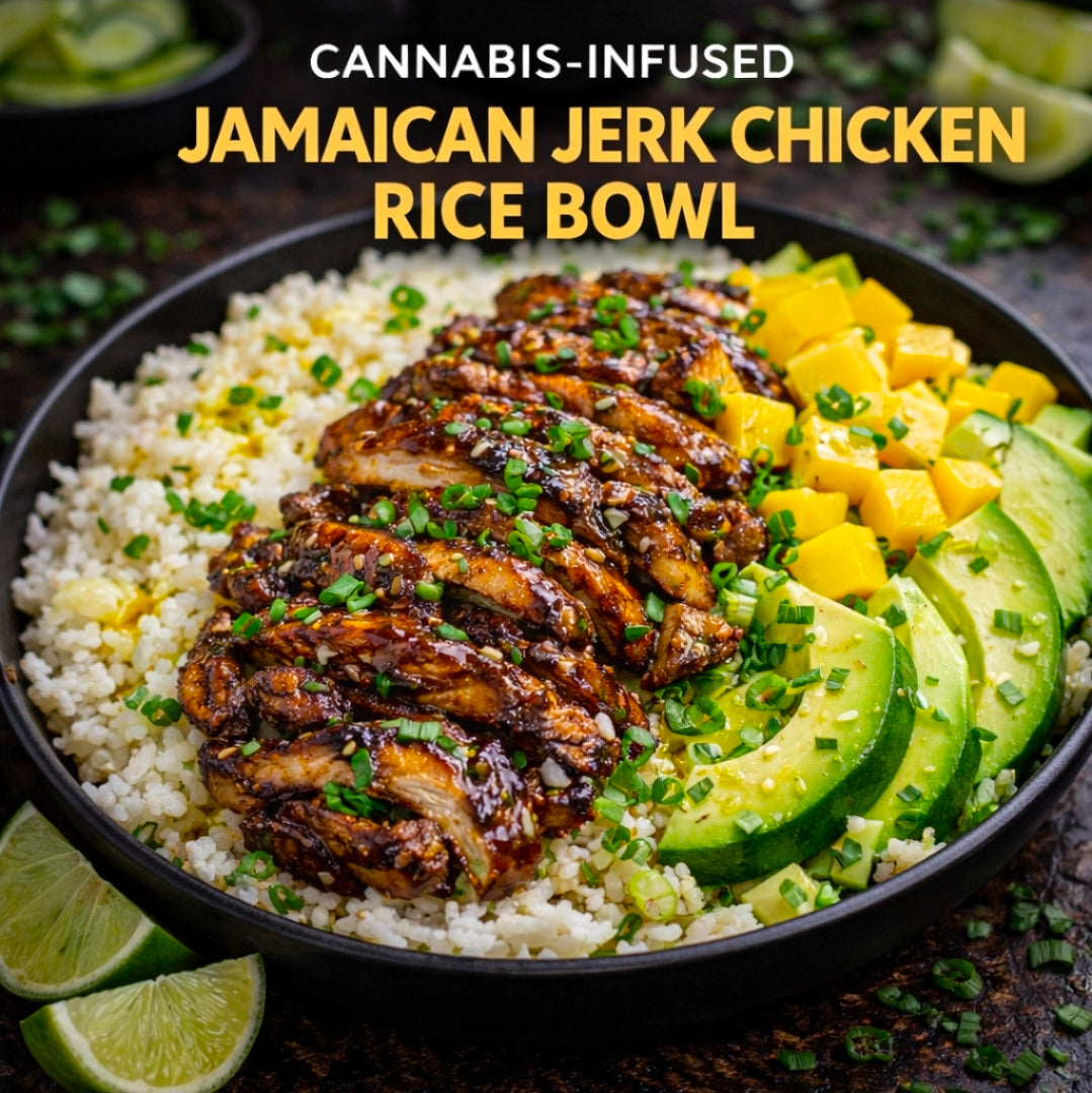 Cannabis-Infused Jamaican Jerk Chicken Rice Bowl