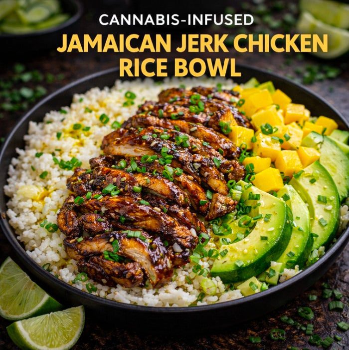 Cannabis-Infused Jamaican Jerk Chicken Rice Bowl