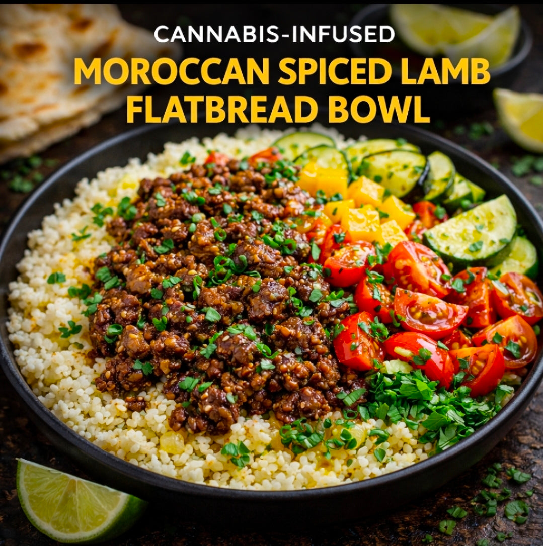Cannabis-Infused Moroccan Spiced Lamb Flatbread Bowl