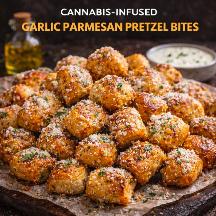 CANNABIS-INFUSED GARLIC PARMESAN PRETZEL BITES