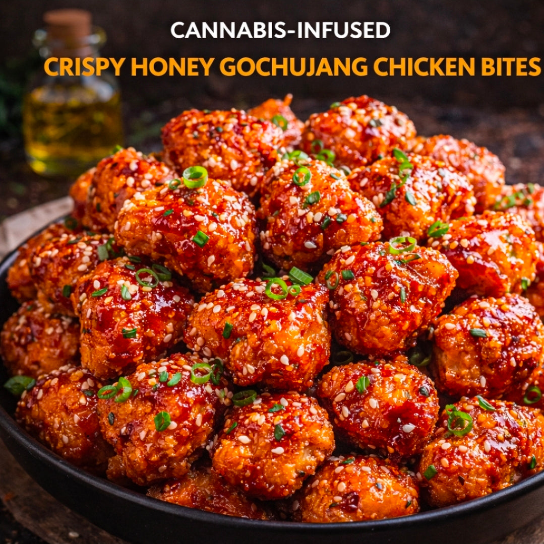 CANNABIS-INFUSED CRISPY HONEY GOCHUJANG CHICKEN BITES