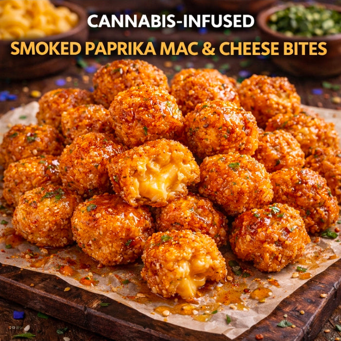 CANNABIS-INFUSED SMOKED PAPRIKA MAC & CHEESE BITES