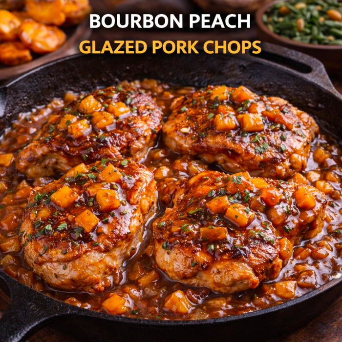 Bourbon Peach Glazed Pork Chops