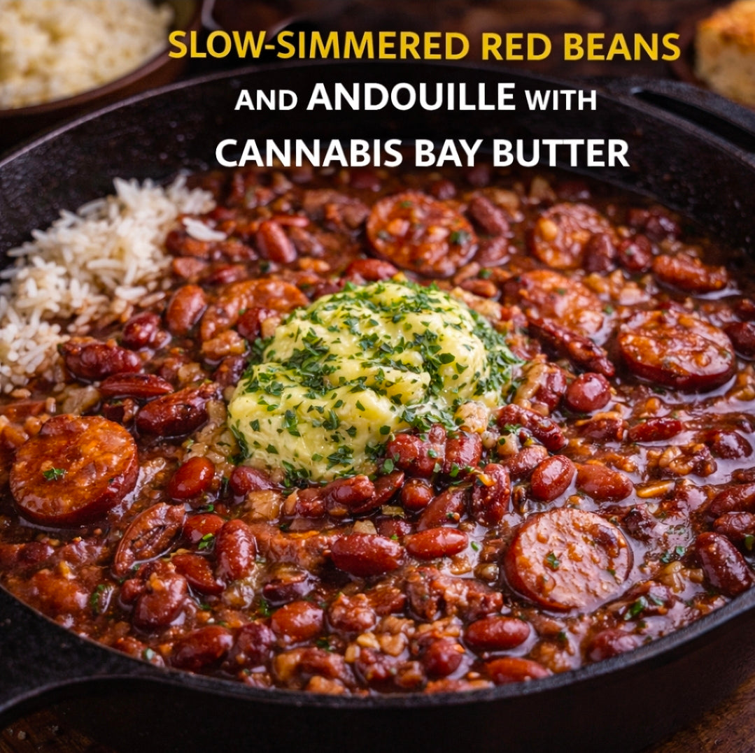 Slow-Simmered Red Beans and Andouille with Cannabis Bay Butter