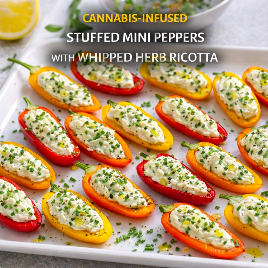 CANNABIS-INFUSED STUFFED MINI PEPPERS WITH WHIPPED HERB RICOTTA