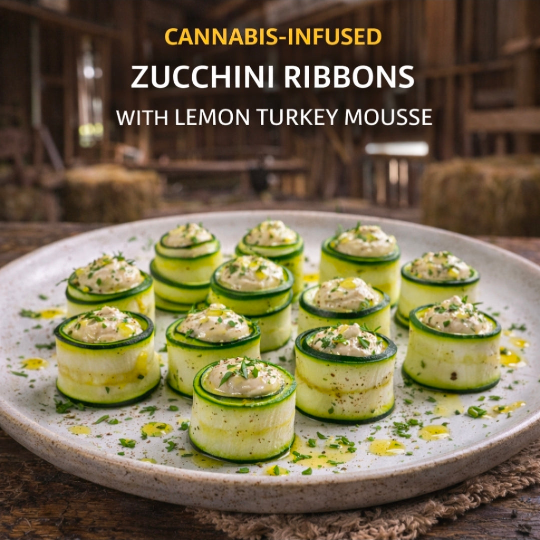 CANNABIS-INFUSED ZUCCHINI RIBBONS WITH LEMON TURKEY MOUSSE